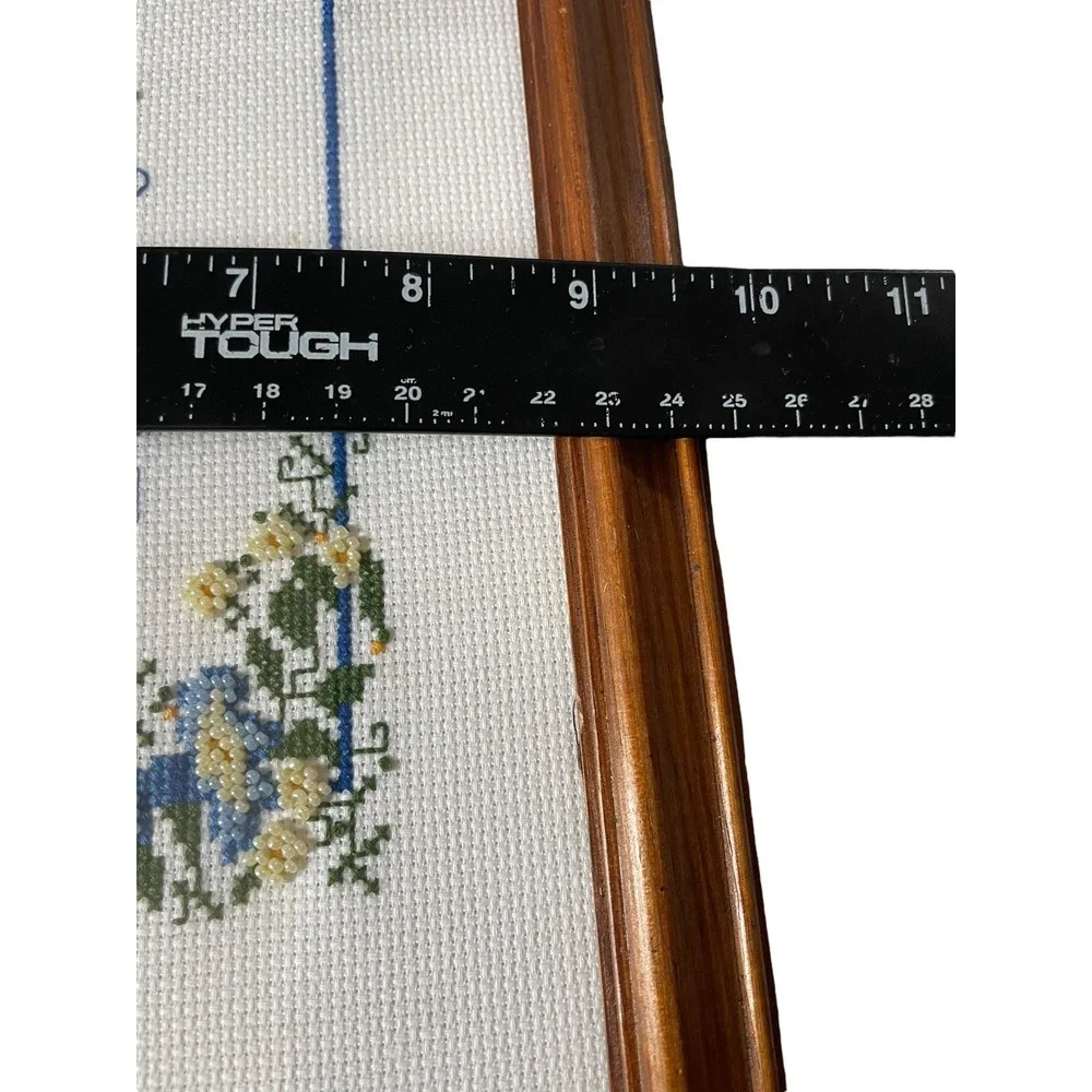 Vintage Framed‎ Beaded Cross Stitch Floral Friend Quote Cottagecore Decor